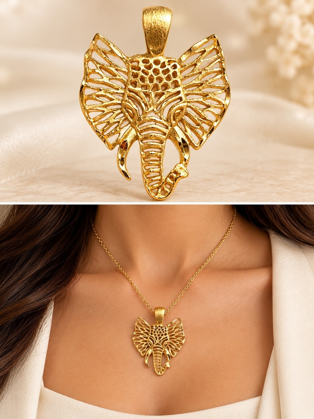 Gold Elephant Pendant  - Women's Jewelry